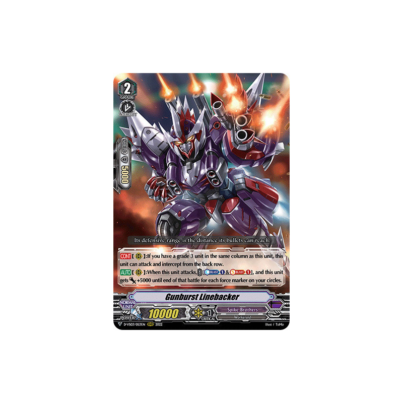 Vanguard_TCG_card_D-VS03_053_RRR_Gunburst_Linebacker_V_Clan_Collection_Vol.3