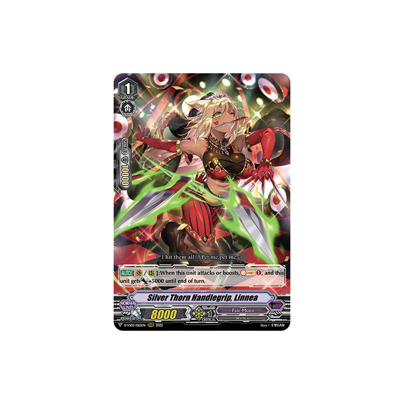 Vanguard_TCG_card_D-VS03_062_RRR_Silver_Thorn_Handlegrip_Linnea_V_Clan_Collection_Vol.3