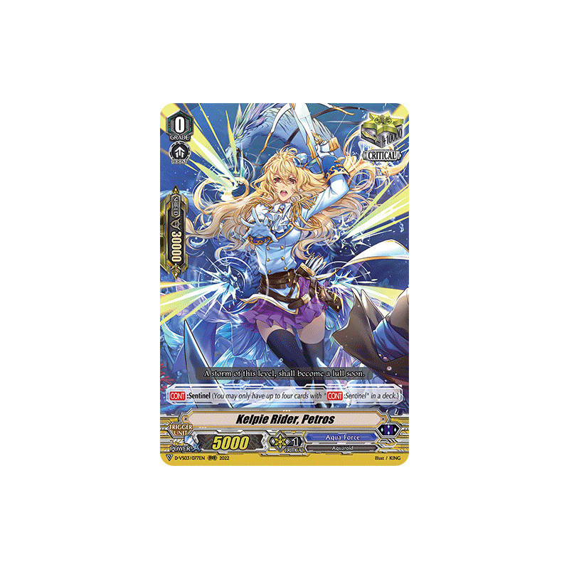 Vanguard_TCG_card_D-VS03_077_RRR_Kelpie_Rider_Petros_V_Clan_Collection_Vol.3