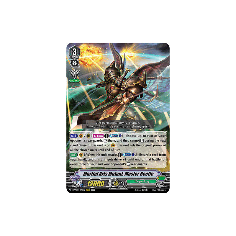 Vanguard_TCG_card_D-VS03_078_RRR_Martial_Arts_Mutant_Master_Beetle_V_Clan_Collection_Vol.3