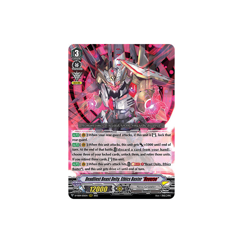 Vanguard_TCG_card_D-VS04_036_RRR_Deadliest_Beast_Deity_Ethics_Buster_Яeverse_V_Clan_Collection_Vol.4