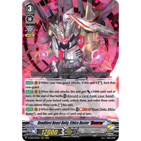Vanguard_TCG_card_D-VS04_036_RRR_Deadliest_Beast_Deity_Ethics_Buster_Яeverse_V_Clan_Collection_Vol.4