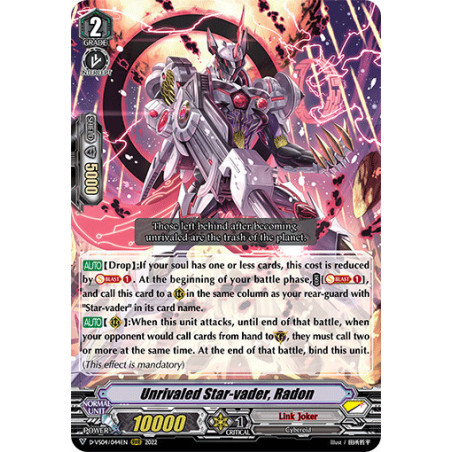 Vanguard_TCG_card_D-VS04_044_RRR_Unrivaled_Star-vader_Radon_V_Clan_Collection_Vol.4