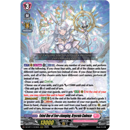 Vanguard_TCG_card_DZ-BT11_016EN_RRR_Fated_One_of_Ever-changing_Krysrain_Cadenza_Symphony_of_Might_Bloom