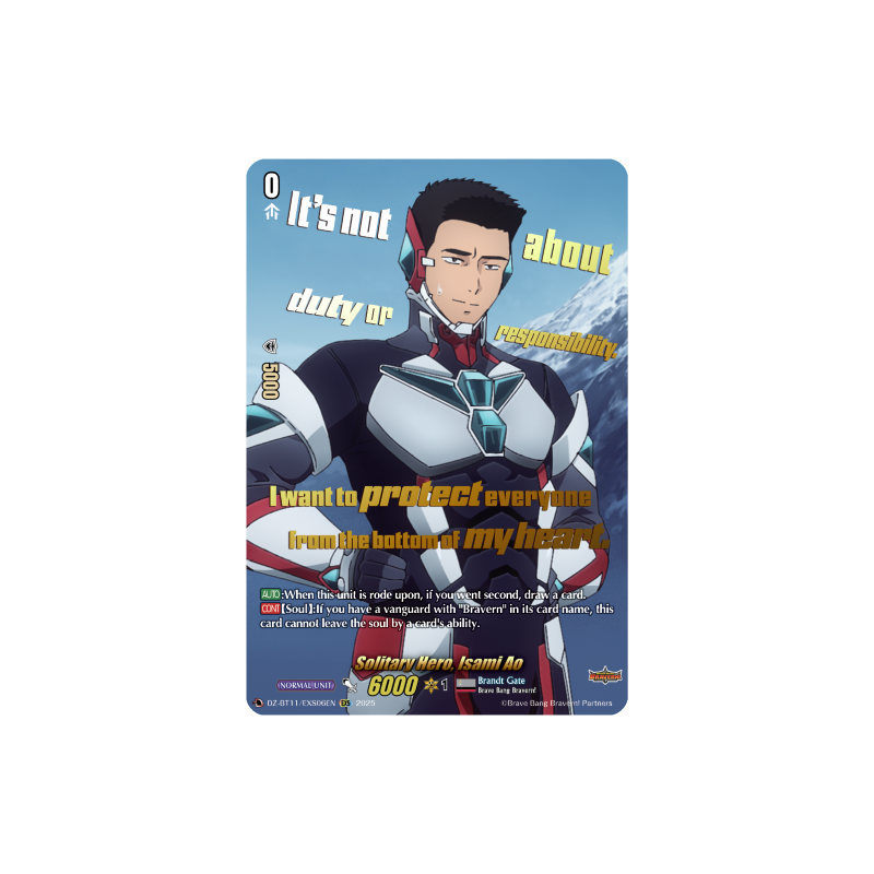 Vanguard_TCG_card_DZ-BT11_EXS06EN_EXS_Solitary_Hero_Isami_Ao_Symphony_of_Might_Bloom