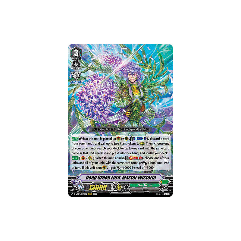 Vanguard_TCG_card_D-VS04_079_RRR_Deep_Green_Lord_Master_Wisteria_V_Clan_Collection_Vol.4