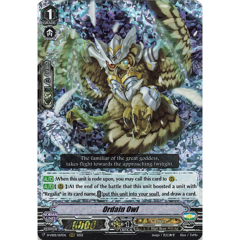 Vanguard_TCG_card_D-VS05_017_RRR_Ordain_Owl_V_Clan_Collection_Vol.5
