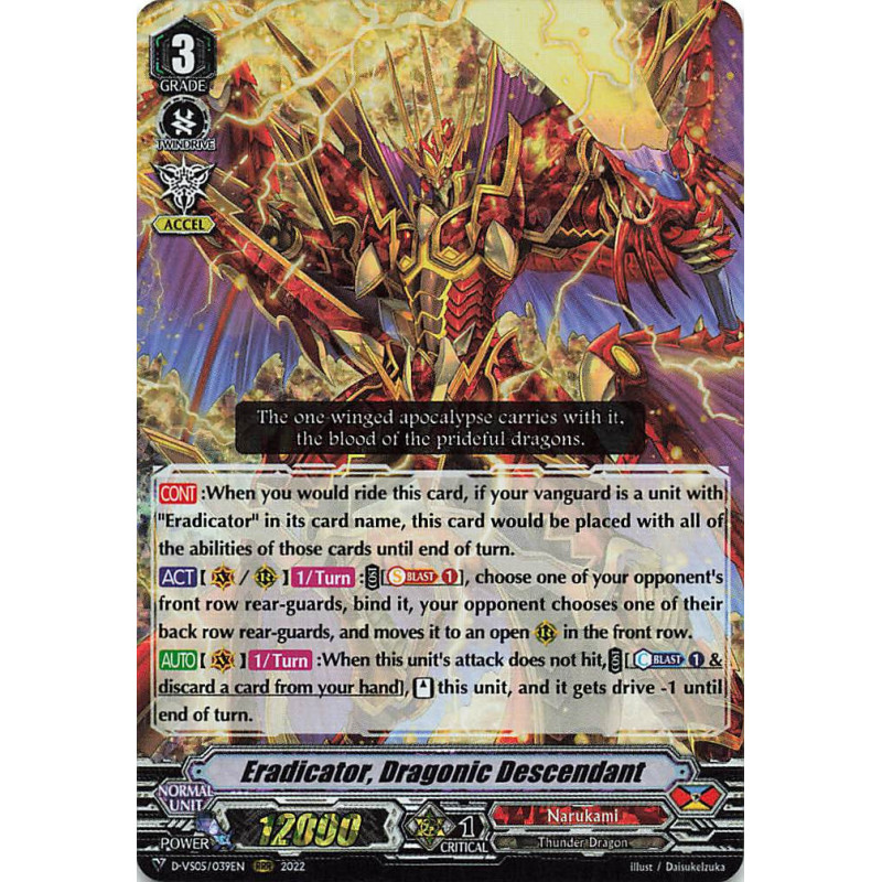 Vanguard_TCG_card_D-VS05_039_RRR_Eradicator_Dragonic_Descendant_V_Clan_Collection_Vol.5