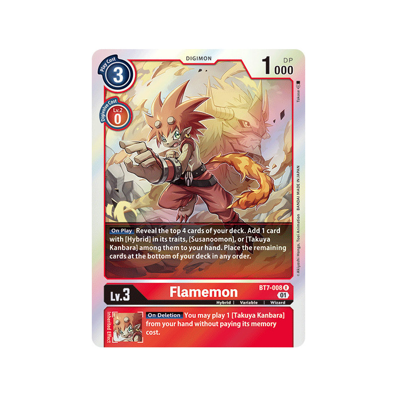 Digimon TCG BT7-008 Flamemon Rare Next Adventure Card Game