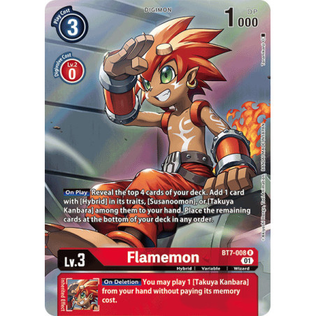 Digimon TCG BT7-008 AA Flamemon Alternative Art Next Adventure Card Game