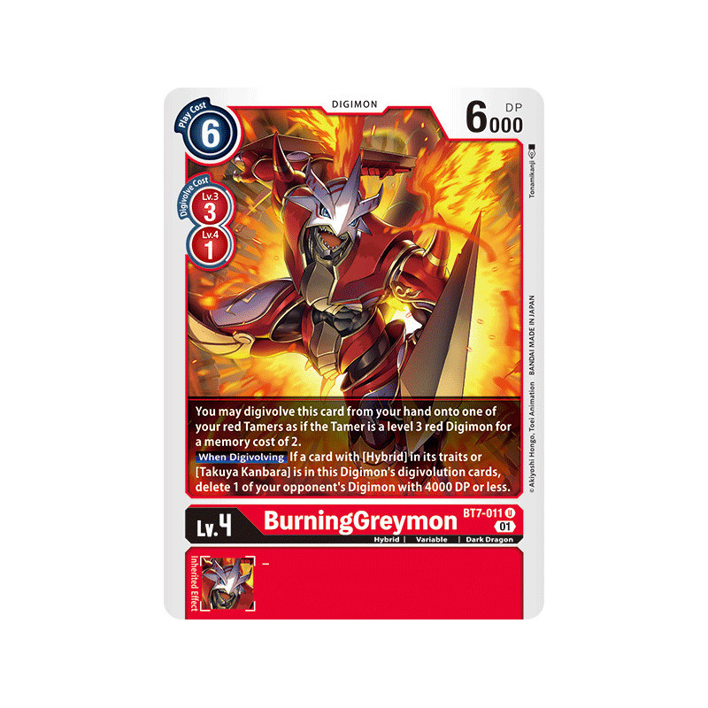 Digimon TCG BT7-011 BurningGreymon Uncommon Next Adventure Card Game