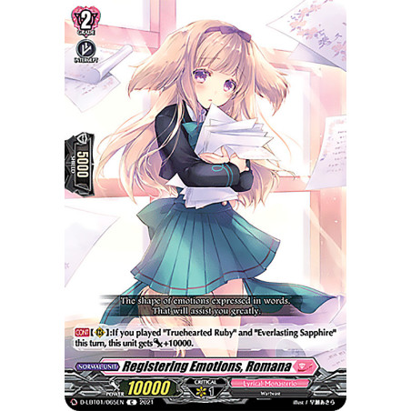 Vanguard_TCG_card_D-LBT01_065_C_Registering_Emotions_Romana_Lyrical_Melody