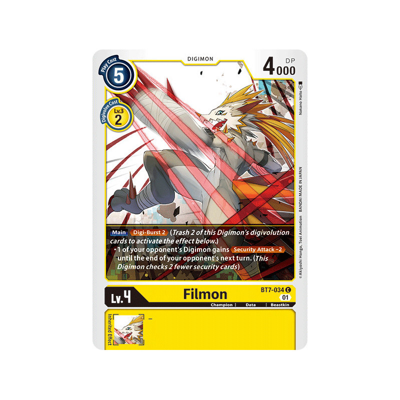 Digimon TCG BT7-034 Filmon Common Next Adventure Card Game