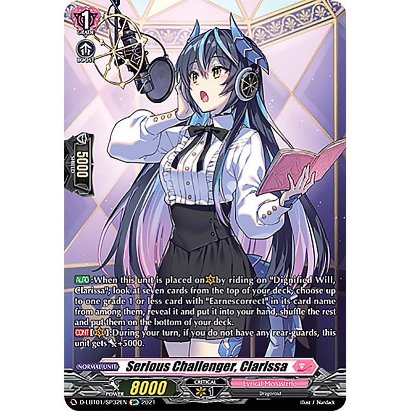 Vanguard_TCG_card_D-LBT01_SP32_SP_Serious_Challenger_Clarissa_Lyrical_Melody