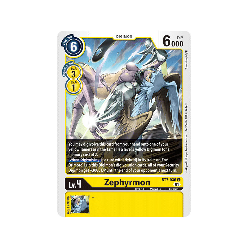 Digimon TCG BT7-036 Zephyrmon Uncommon Next Adventure Card Game