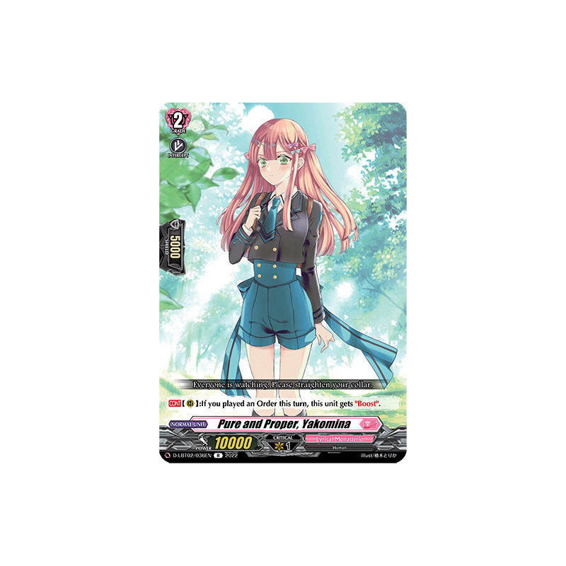 Vanguard_TCG_card_D-LBT02_036_R_Pure_and_Proper_Yakomina_Lyrical_Monasterio_It_s_a_New_School_Term_