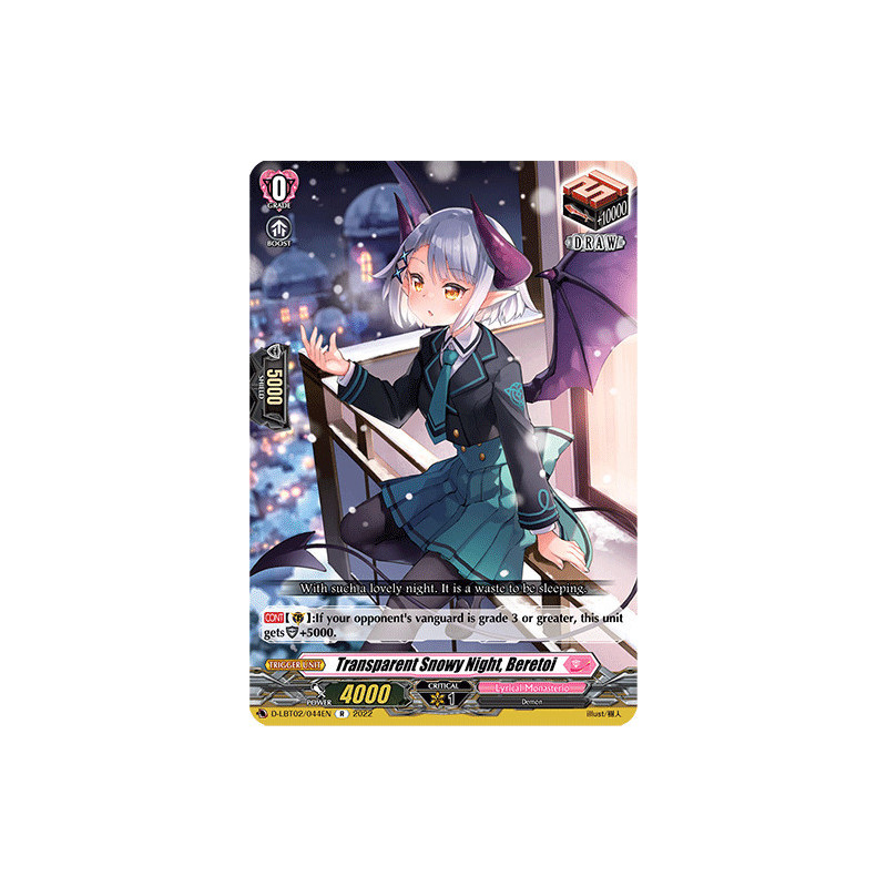 Vanguard_TCG_card_D-LBT02_044_R_Transparent_Snowy_Night_Beretoi_Lyrical_Monasterio_It_s_a_New_School_Term_