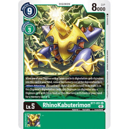 Digimon TCG BT7-051 RhinoKabuterimon Uncommon Next Adventure Card Game
