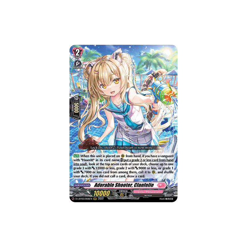 Vanguard_TCG_card_D-LBT03_008_RRR_Adorable_Shooter_Clanfelie_Lyrical_Monasterio_Summertime_Memories_