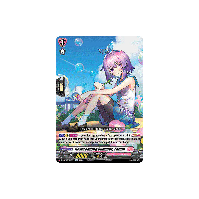 Vanguard_TCG_card_D-LBT03_019_RR_Neverending_Summer_Tatum_Lyrical_Monasterio_Summertime_Memories_