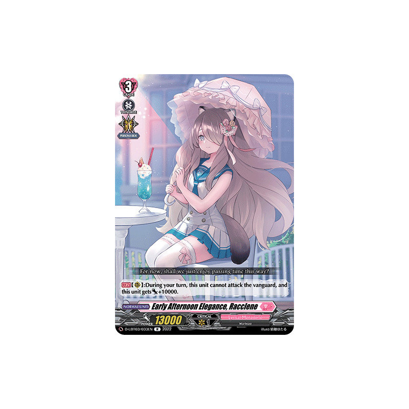 Vanguard_TCG_card_D-LBT03_033_R_Early_Afternoon_Elegance_Racclene_Lyrical_Monasterio_Summertime_Memories_