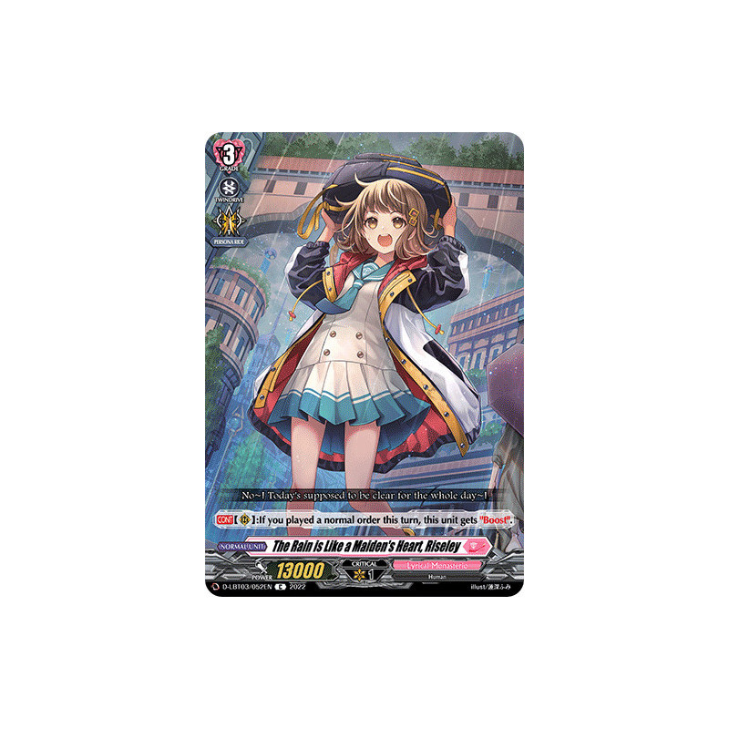Vanguard_TCG_card_D-LBT03_052_C_The_Rain_is_Like_a_Maiden_s_Heart_Riseley_Lyrical_Monasterio_Summertime_Memories_