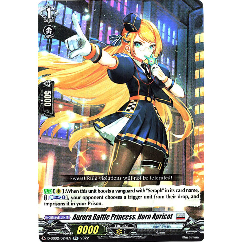 Vanguard_TCG_card_D-SS02_024EN_RR_Aurora_Battle_Princess_Horn_Apricot_Festival_Collection_2022