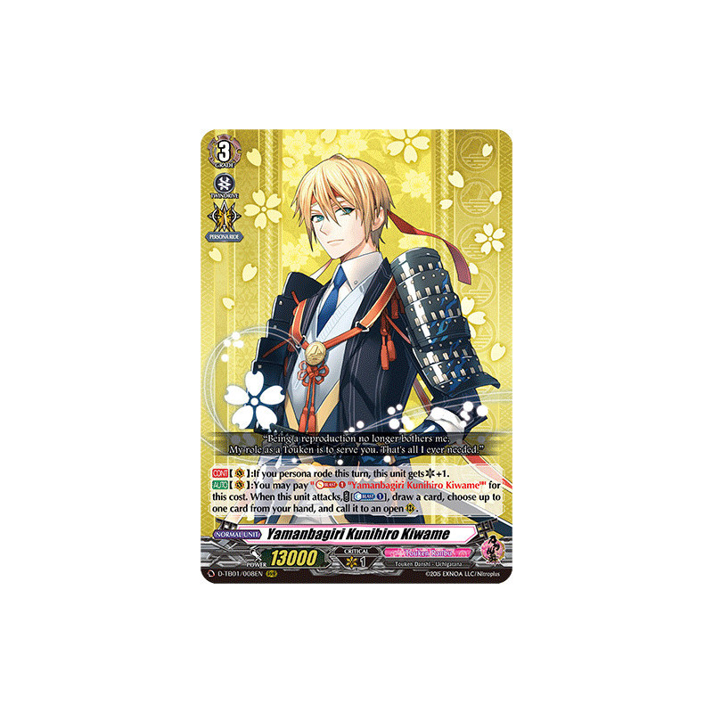Vanguard_TCG_card_D-TB01_008EN_RRR_Yamanbagiri_Kunihiro_Kiwame_Touken_Ranbu_-ONLINE-_2021