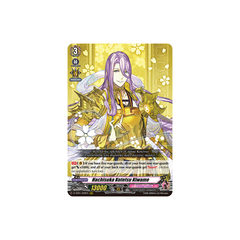 Vanguard_TCG_card_D-TB01_009EN_RRR_Hachisuka_Kotetsu_Kiwame_Touken_Ranbu_-ONLINE-_2021