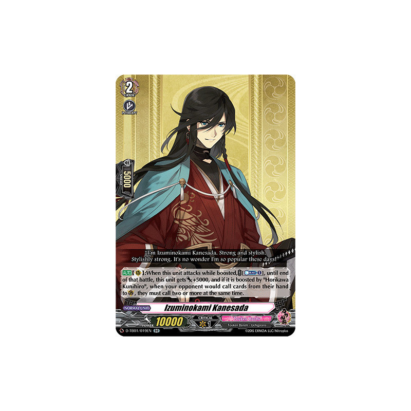 Vanguard_TCG_card_D-TB01_019EN_RR_Izuminokami_Kanesada_Touken_Ranbu_-ONLINE-_2021