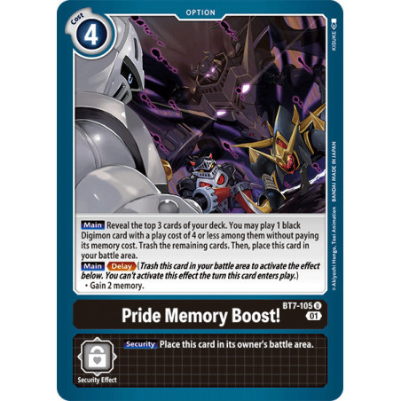 Digimon TCG BT7-105 Pride Memory Boost! Uncommon Next Adventure Card Game
