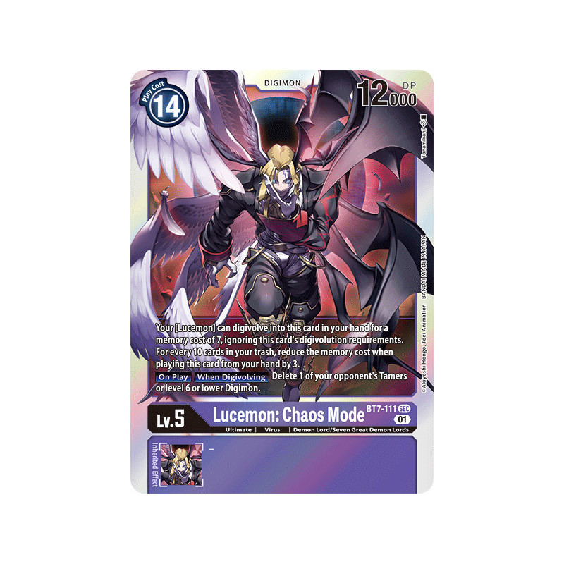 Digimon TCG BT7-111 Lucemon: Chaos Mode Secret Rare Next Adventure Card Game