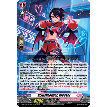 Vanguard_TCG_card_DZ-BT11_018EN_RRR_StylishLooper_Kressel_Symphony_of_Might_Bloom