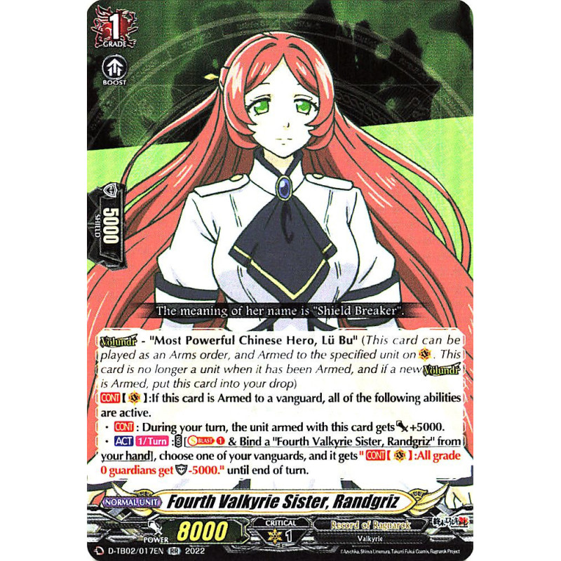 Vanguard_TCG_card_D-TB02_017EN_RR_Fourth_Valkyrie_Sister_Randgriz_Record_of_Ragnarok