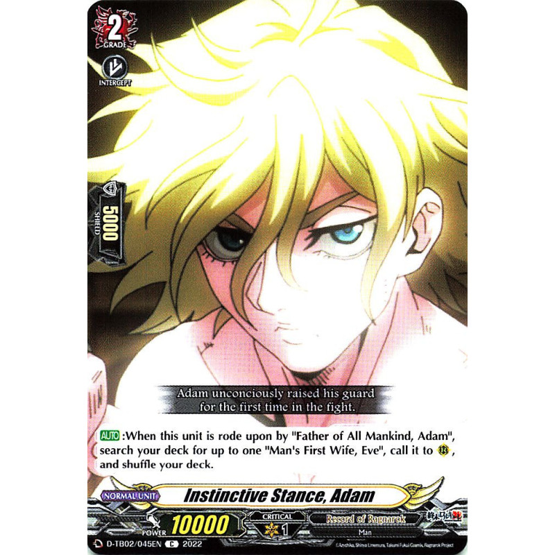 Vanguard_TCG_card_D-TB02_045EN_C_Instinctive_Stance_Adam_Record_of_Ragnarok