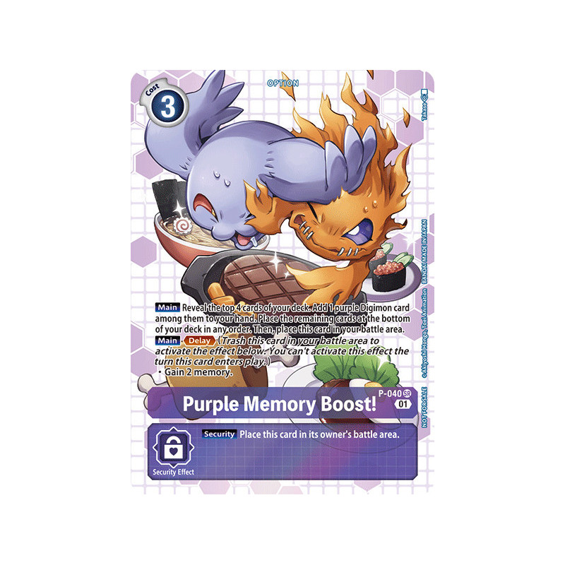 Digimon TCG BT7 P-040 AA Purple Memory Boost!Alternative Art Next Adventure Card Game