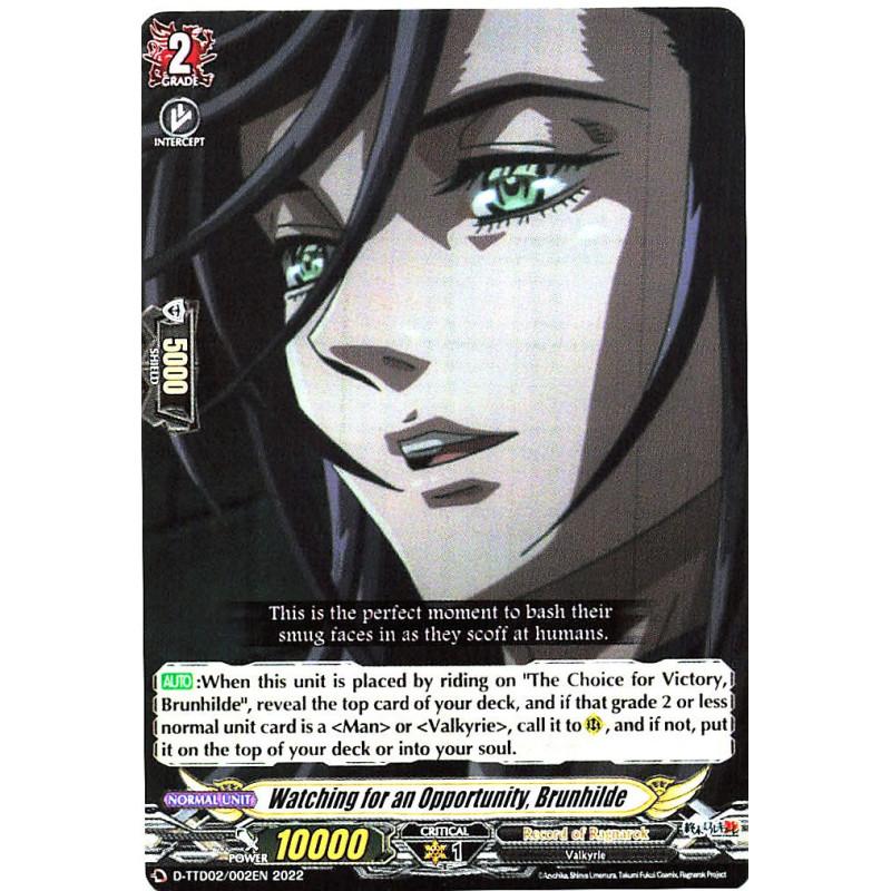 Vanguard_TCG_card_D-TTD02_002EN_C_Watching_for_an_Opportunity_Brunhilde_Record_of_Ragnarok