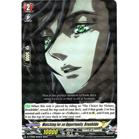 Vanguard_TCG_card_D-TTD02_002EN_R_Watching_for_an_Opportunity_Brunhilde_Record_of_Ragnarok