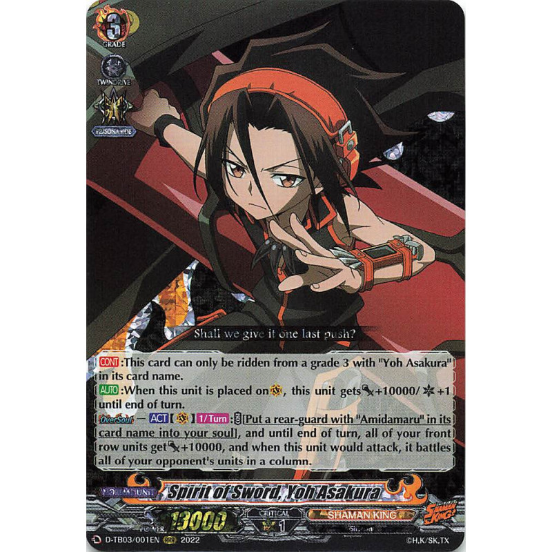Vanguard_TCG_card_D-TB03_001EN_RRR_Spirit_of_Sword_Yoh_Asakura_SHAMAN_KING