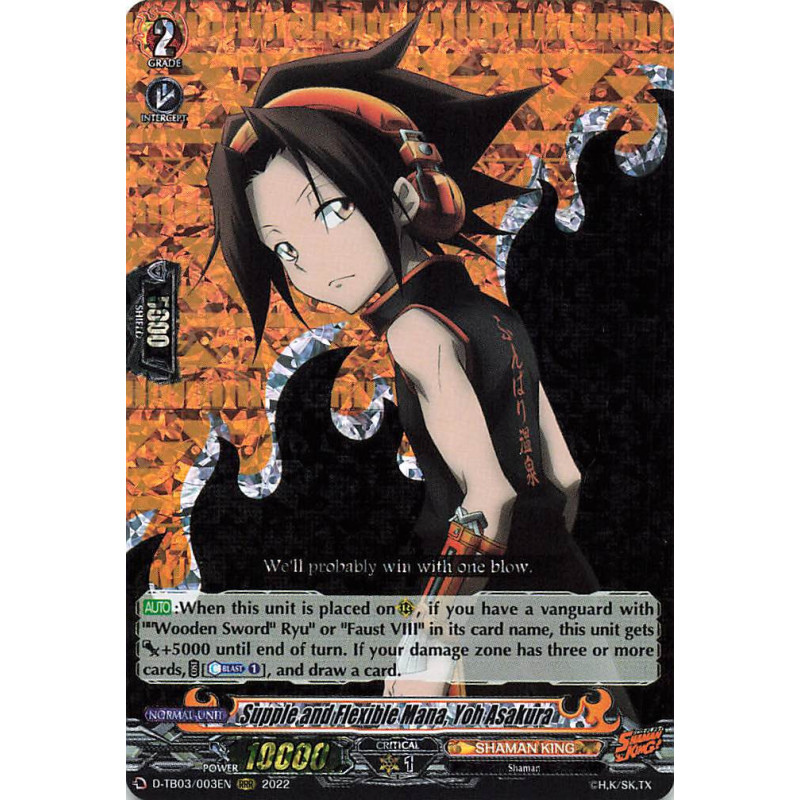 Vanguard_TCG_card_D-TB03_003EN_RRR_Supple_and_Flexible_Mana_Yoh_Asakura_SHAMAN_KING
