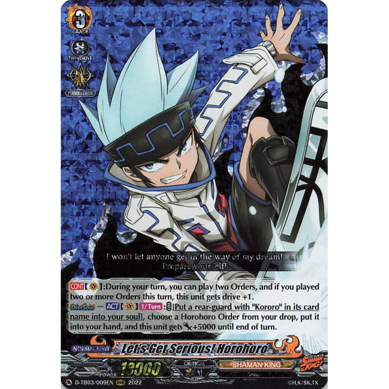 Vanguard_TCG_card_D-TB03_009EN_RRR_Let_s_Get_Serious_Horohoro_SHAMAN_KING