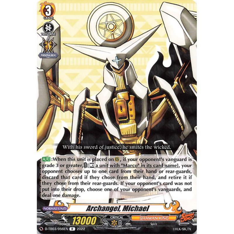 Vanguard_TCG_card_D-TB03_056EN_R_Archangel_Michael_SHAMAN_KING