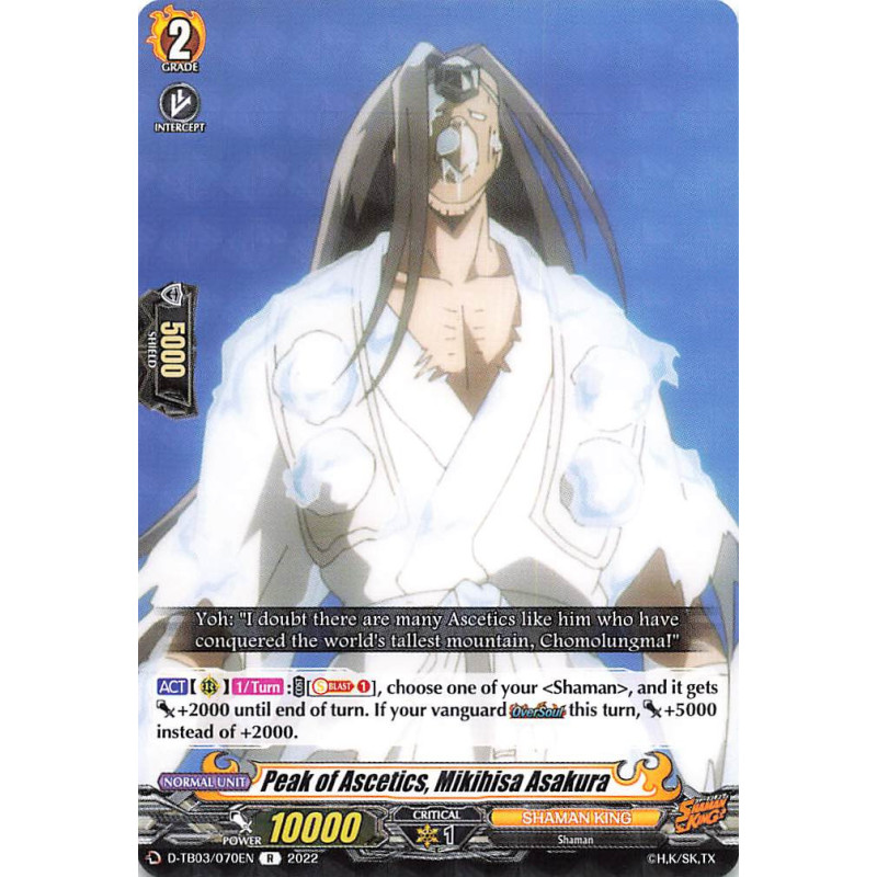 Vanguard_TCG_card_D-TB03_070EN_R_Peak_of_Ascetics_Mikihisa_Asakura_SHAMAN_KING