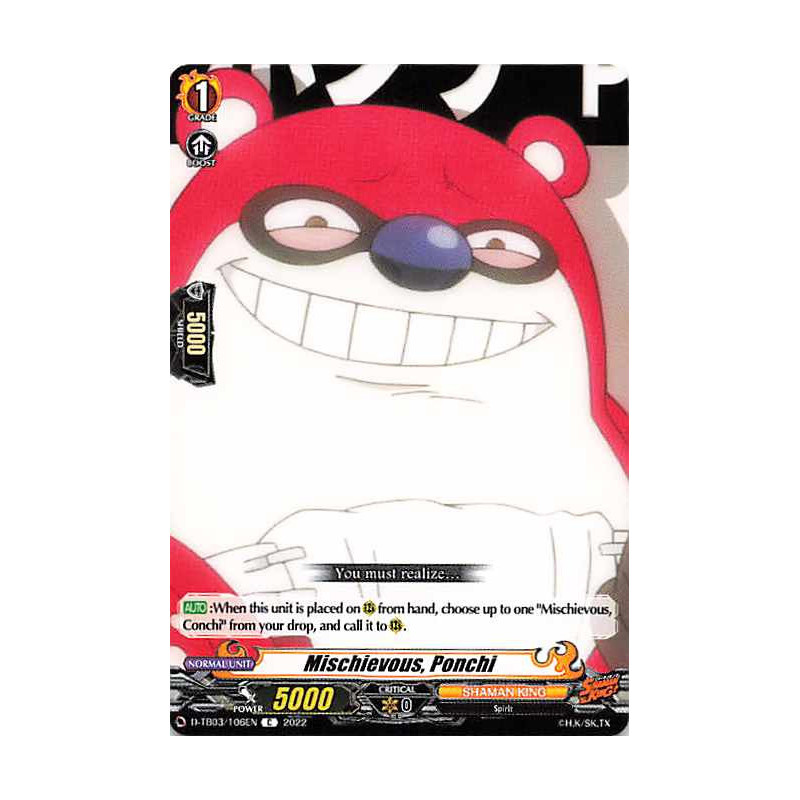 Vanguard_TCG_card_D-TB03_106EN_C_Mischievous_Ponchi_SHAMAN_KING