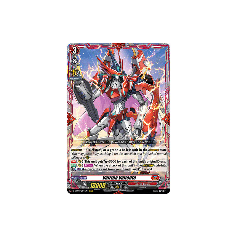 Vanguard_TCG_card_D-BT01_001EN_RRR_Vairina_Valiente_Genesis_of_the_Five_Greats