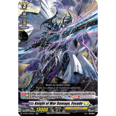 Vanguard_TCG_card_D-BT01_020EN_RR_Knight_of_War_Damage_Fosado_Genesis_of_the_Five_Greats