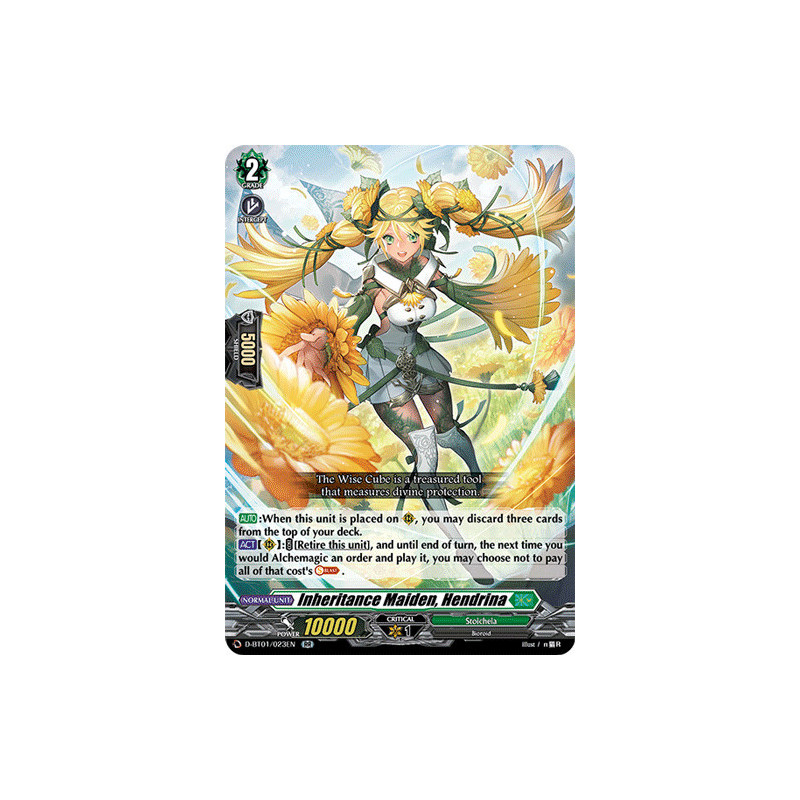 Vanguard_TCG_card_D-BT01_023EN_RR_Inheritance_Maiden_Hendrina_Genesis_of_the_Five_Greats