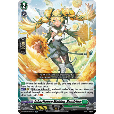 Vanguard_TCG_card_D-BT01_023EN_RR_Inheritance_Maiden_Hendrina_Genesis_of_the_Five_Greats