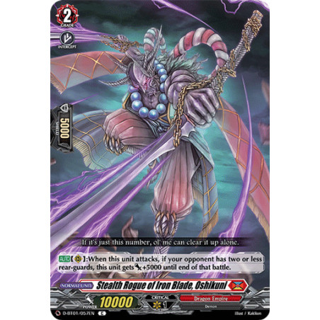 Vanguard_TCG_card_D-BT01_057EN_C_Stealth_Rogue_of_Iron_Blade_Oshikuni_Genesis_of_the_Five_Greats