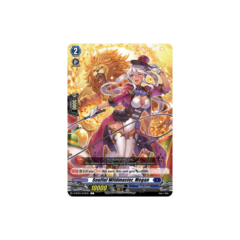 Vanguard_TCG_card_D-BT01_070EN_C_Soulful_Wildmaster_Megan_Genesis_of_the_Five_Greats